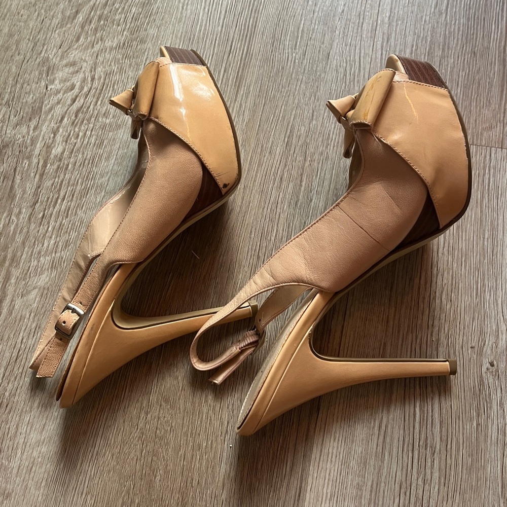 Vintage Enzo Angiolini Size 8M Women’s Bow Heels Open Toe